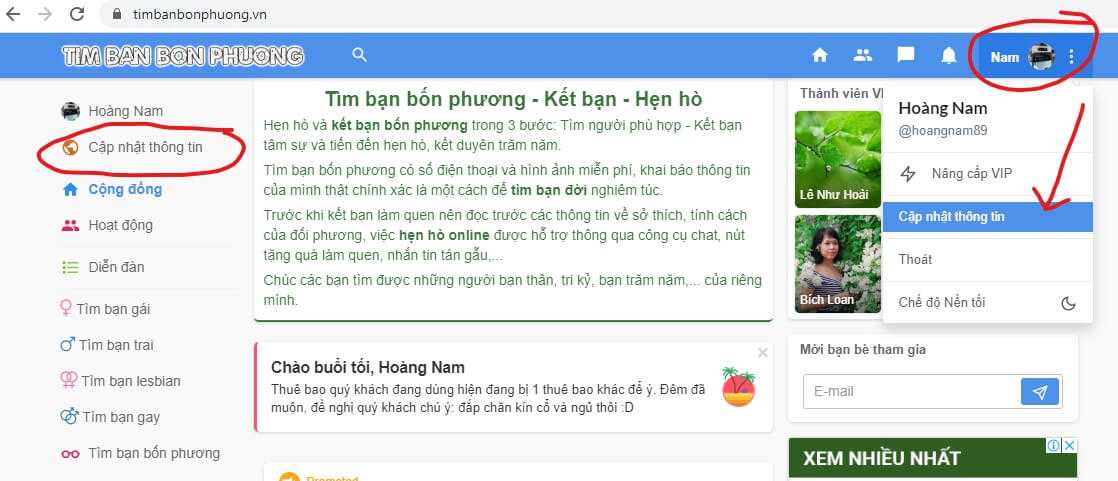 Hướng dẫn cập nhật thông tin cá nhân trên máy tính